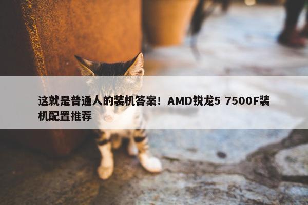 这就是普通人的装机答案！AMD锐龙5 7500F装机配置推荐