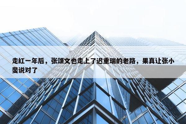 走红一年后，张颂文也走上了迟重瑞的老路，果真让张小斐说对了