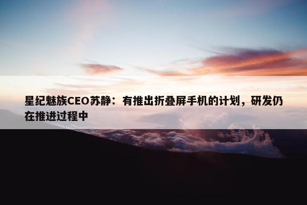 星纪魅族CEO苏静：有推出折叠屏手机的计划，研发仍在推进过程中