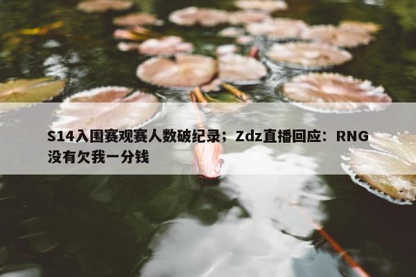 S14入围赛观赛人数破纪录；Zdz直播回应：RNG没有欠我一分钱