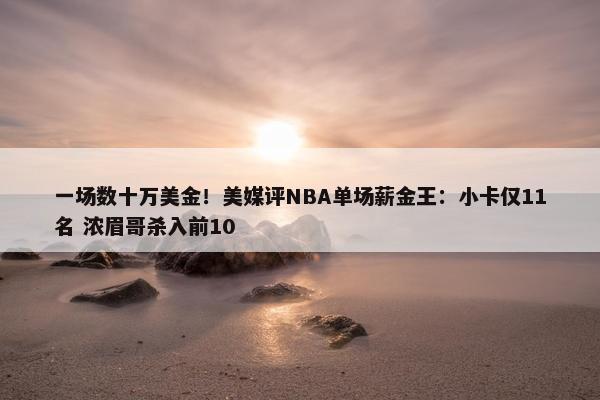 一场数十万美金！美媒评NBA单场薪金王：小卡仅11名 浓眉哥杀入前10