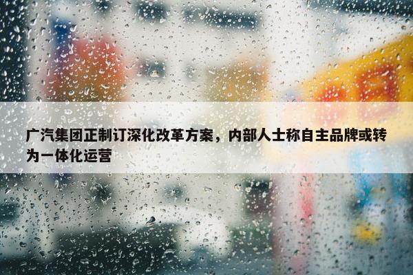 广汽集团正制订深化改革方案，内部人士称自主品牌或转为一体化运营