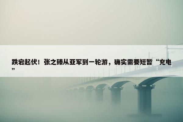 跌宕起伏！张之臻从亚军到一轮游，确实需要短暂“充电”