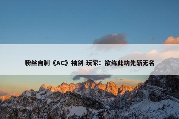 粉丝自制《AC》袖剑 玩家：欲练此功先斩无名