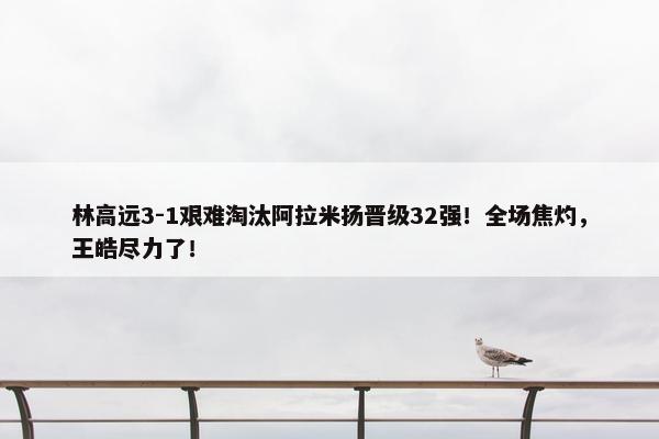 林高远3-1艰难淘汰阿拉米扬晋级32强！全场焦灼，王皓尽力了！