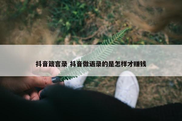 抖音箴言录 抖音做语录的是怎样才赚钱