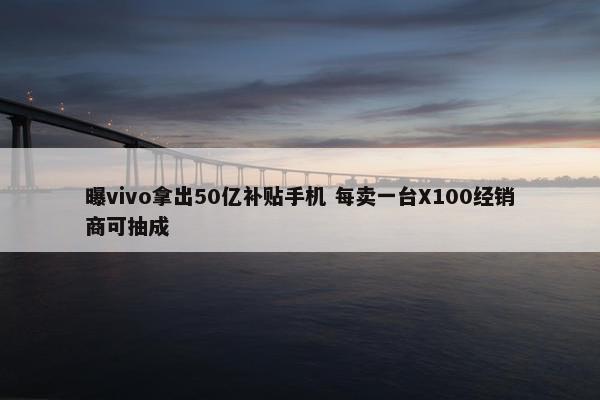 曝vivo拿出50亿补贴手机 每卖一台X100经销商可抽成