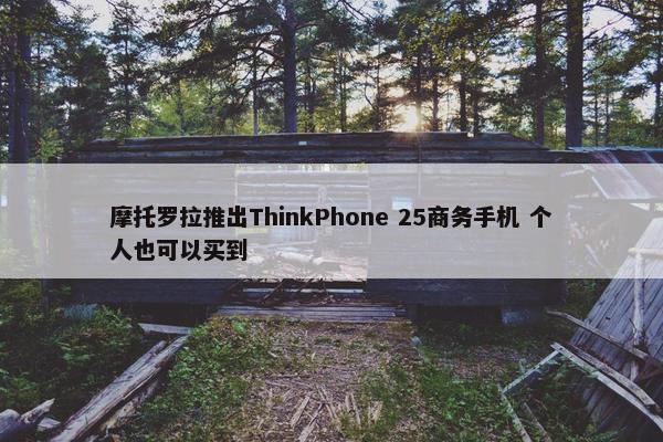 摩托罗拉推出ThinkPhone 25商务手机 个人也可以买到