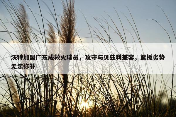 沃特加盟广东成救火球员，攻守与贝兹利兼容，篮板劣势无法弥补