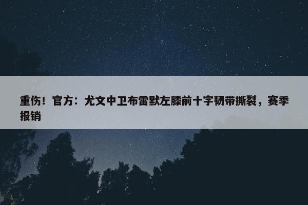 重伤！官方：尤文中卫布雷默左膝前十字韧带撕裂，赛季报销