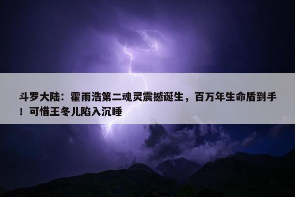 斗罗大陆：霍雨浩第二魂灵震撼诞生，百万年生命盾到手！可惜王冬儿陷入沉睡