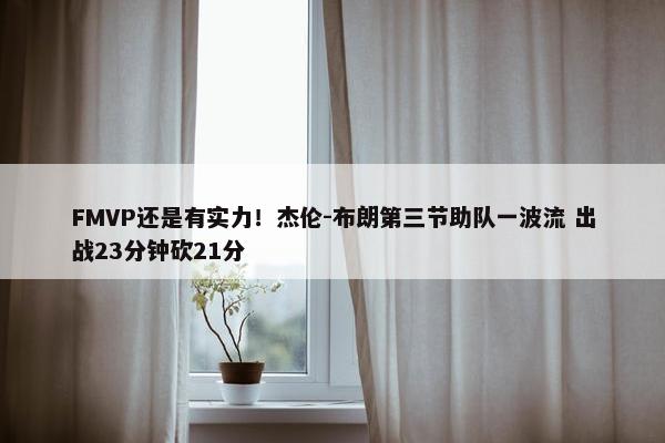 FMVP还是有实力！杰伦-布朗第三节助队一波流 出战23分钟砍21分