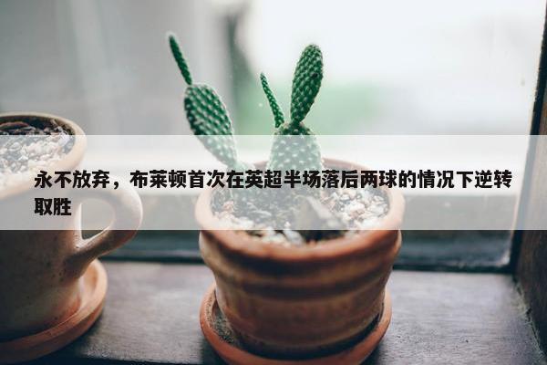 永不放弃，布莱顿首次在英超半场落后两球的情况下逆转取胜