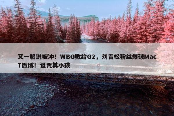 又一解说被冲！WBG败给G2，刘青松粉丝爆破MacT微博！诅咒其小孩