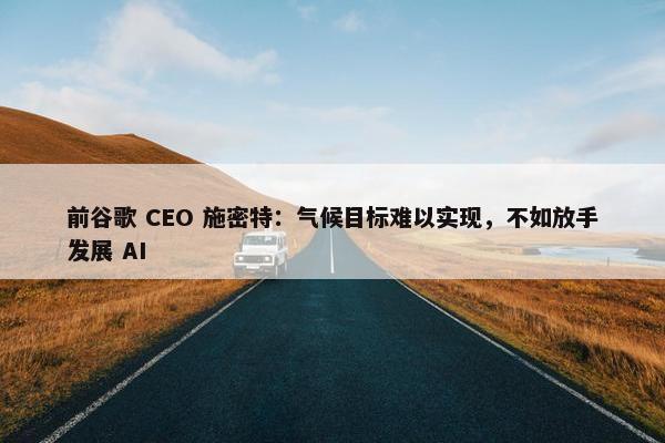 前谷歌 CEO 施密特：气候目标难以实现，不如放手发展 AI