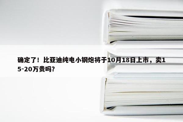 确定了！比亚迪纯电小钢炮将于10月18日上市，卖15-20万贵吗？