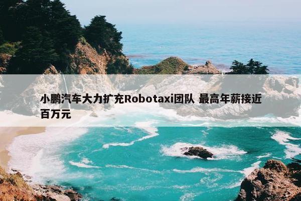 小鹏汽车大力扩充Robotaxi团队 最高年薪接近百万元