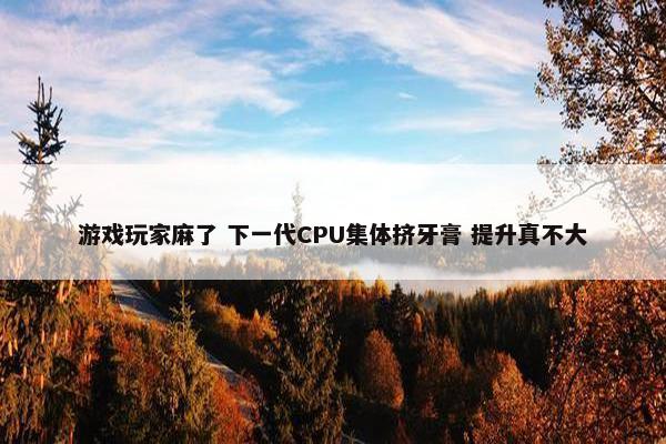 游戏玩家麻了 下一代CPU集体挤牙膏 提升真不大