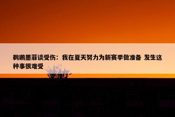 鹈鹕墨菲谈受伤：我在夏天努力为新赛季做准备 发生这种事很难受