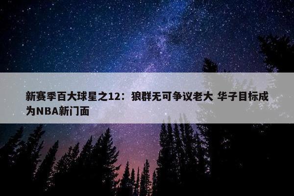 新赛季百大球星之12：狼群无可争议老大 华子目标成为NBA新门面