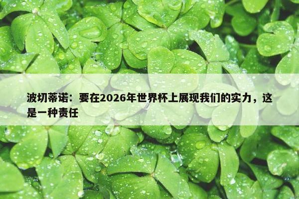 波切蒂诺：要在2026年世界杯上展现我们的实力，这是一种责任