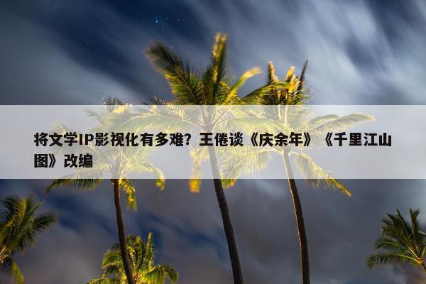 将文学IP影视化有多难？王倦谈《庆余年》《千里江山图》改编