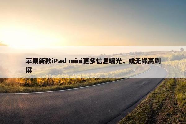 苹果新款iPad mini更多信息曝光，或无缘高刷屏