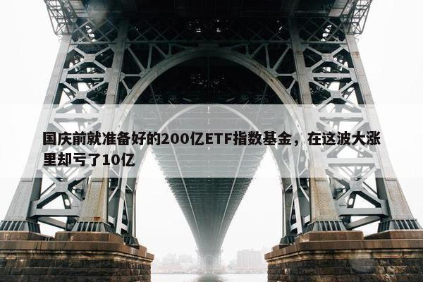 国庆前就准备好的200亿ETF指数基金，在这波大涨里却亏了10亿