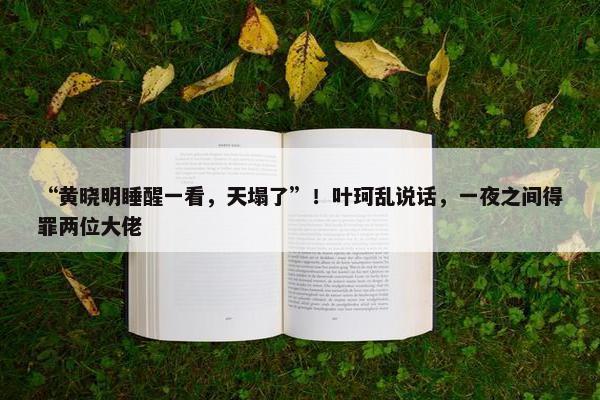 “黄晓明睡醒一看，天塌了”！叶珂乱说话，一夜之间得罪两位大佬