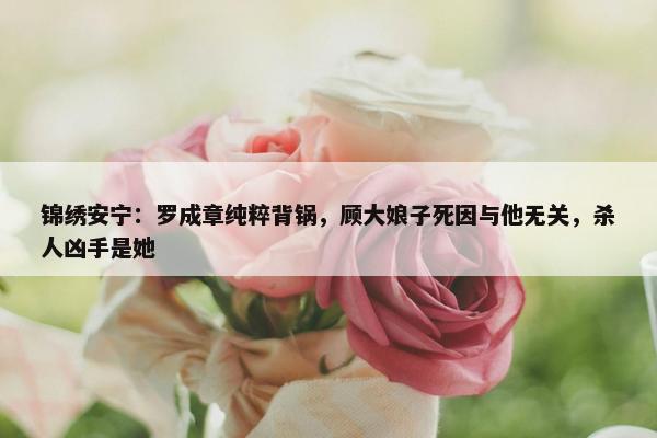 锦绣安宁：罗成章纯粹背锅，顾大娘子死因与他无关，杀人凶手是她