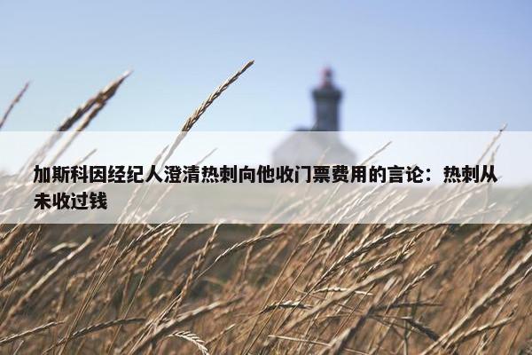 加斯科因经纪人澄清热刺向他收门票费用的言论：热刺从未收过钱