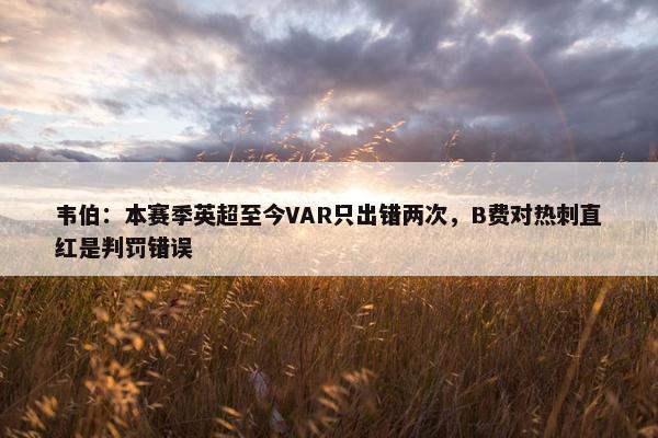 韦伯：本赛季英超至今VAR只出错两次，B费对热刺直红是判罚错误