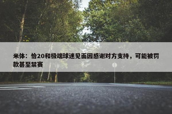 米体：恰20和极端球迷见面因感谢对方支持，可能被罚款甚至禁赛