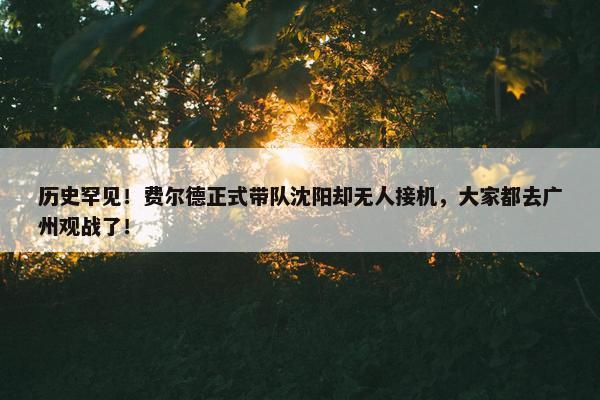 历史罕见！费尔德正式带队沈阳却无人接机，大家都去广州观战了！