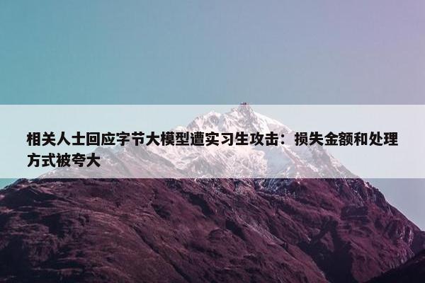 相关人士回应字节大模型遭实习生攻击：损失金额和处理方式被夸大