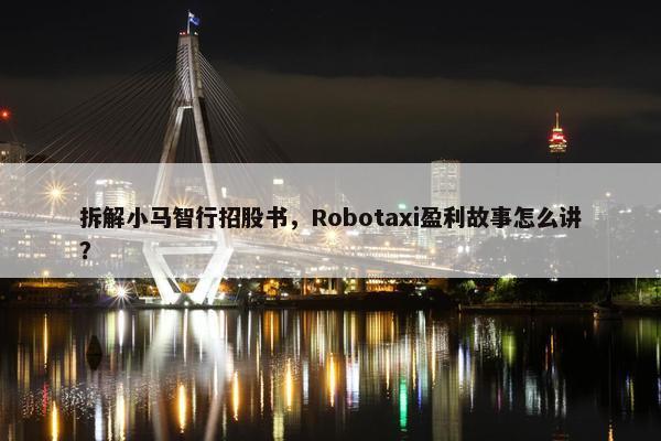 拆解小马智行招股书，Robotaxi盈利故事怎么讲？