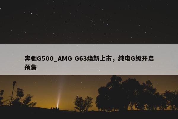 奔驰G500_AMG G63焕新上市，纯电G级开启预售