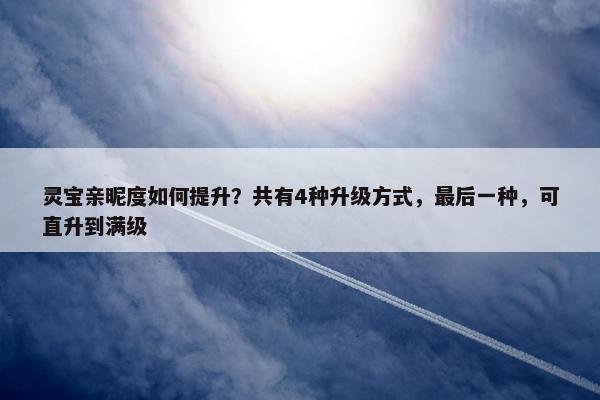 灵宝亲昵度如何提升？共有4种升级方式，最后一种，可直升到满级