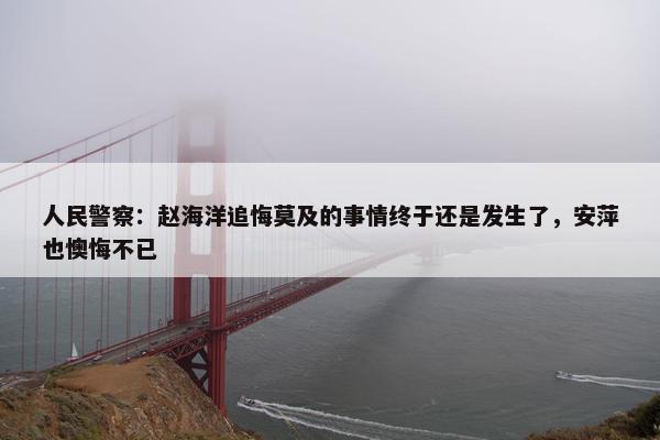 人民警察：赵海洋追悔莫及的事情终于还是发生了，安萍也懊悔不已