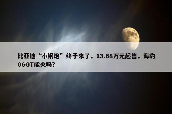 比亚迪“小钢炮”终于来了，13.68万元起售，海豹06GT能火吗？