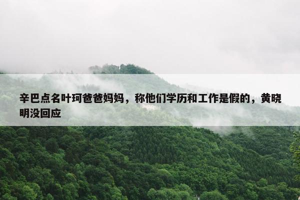 辛巴点名叶珂爸爸妈妈，称他们学历和工作是假的，黄晓明没回应