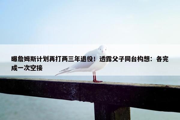 曝詹姆斯计划再打两三年退役！透露父子同台构想：各完成一次空接