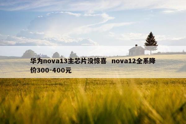 华为nova13主芯片没惊喜  nova12全系降价300-400元