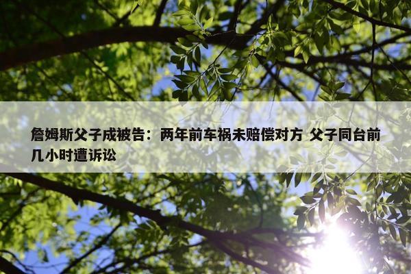 詹姆斯父子成被告：两年前车祸未赔偿对方 父子同台前几小时遭诉讼