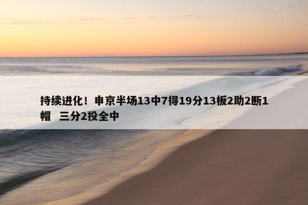 持续进化！申京半场13中7得19分13板2助2断1帽  三分2投全中