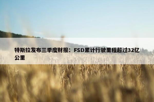 特斯拉发布三季度财报：FSD累计行驶里程超过32亿公里