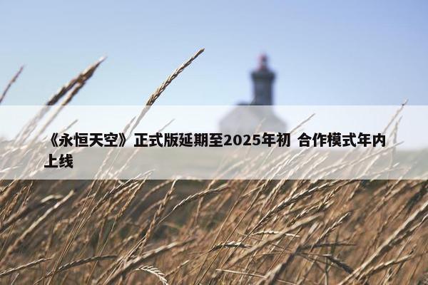 《永恒天空》正式版延期至2025年初 合作模式年内上线