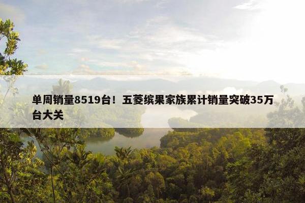 单周销量8519台！五菱缤果家族累计销量突破35万台大关