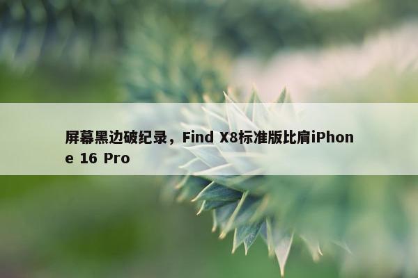 屏幕黑边破纪录，Find X8标准版比肩iPhone 16 Pro