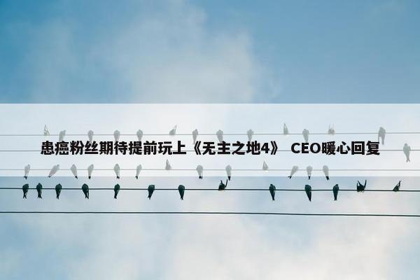 患癌粉丝期待提前玩上《无主之地4》 CEO暖心回复